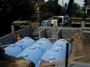 Rainwater storage SEATTLE. When the lawn gets installed and grows, you would never know it is there!